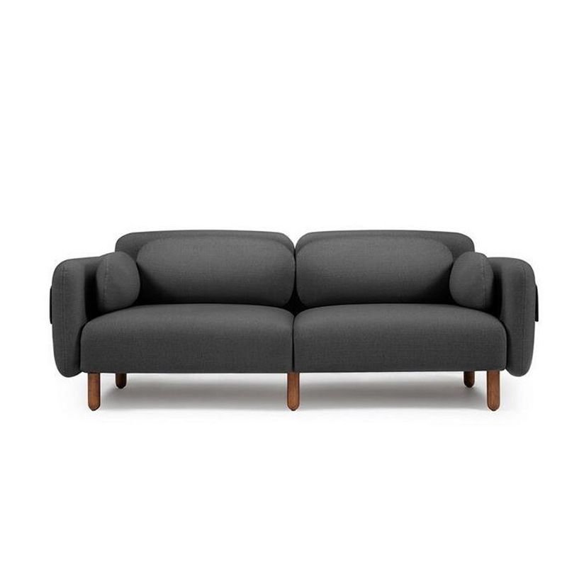 Sewn Pillow Back Fabric Settee Solid Color Stain Resistant Sofa for Bonus Room