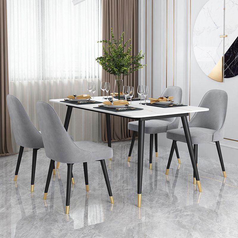 Stone Dining Table Contemporary Rectangle Dining Table with 4 Legs