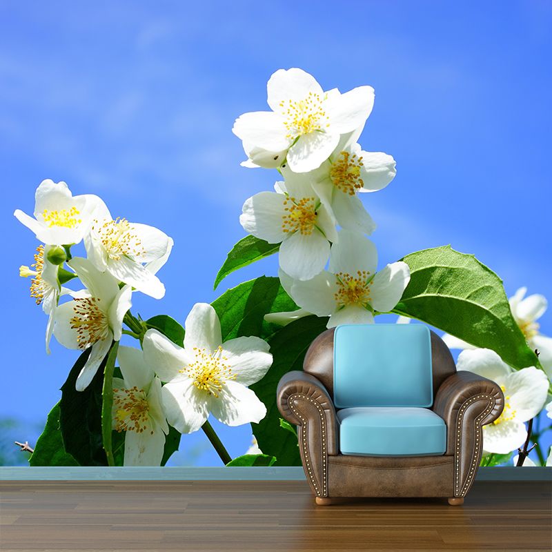 Customized Jasmine Mural Wall Covering Eco-friendly Wallpaper for Bedroom