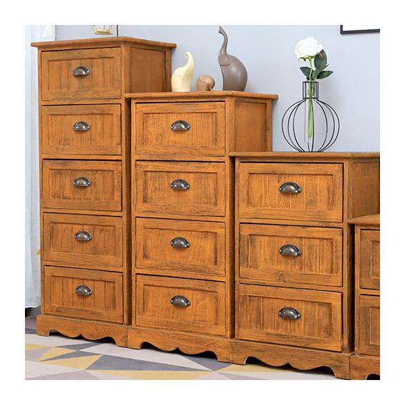 12" W Vintage Vertical Storage Chest Bedroom Solid Wood Lingerie Chest with Drawers