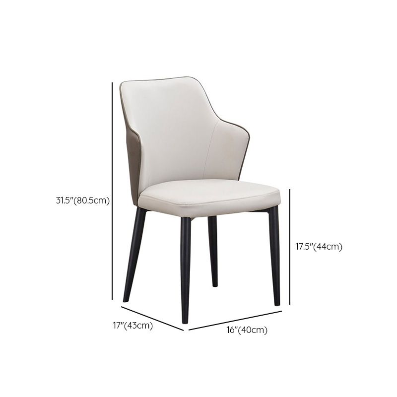 Faux Leather Dining Chairs Wingback Side Chair with Metal Legs