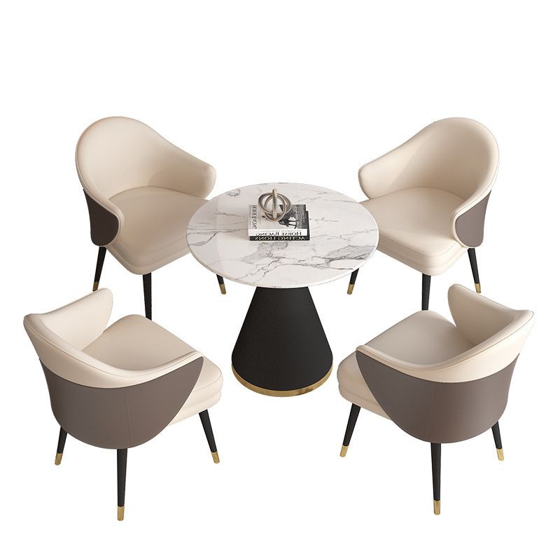 Modern Style Sintered Stone White Dining Room Set with Round Table Formal Dining Table Furniture