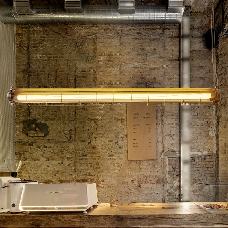 Industrial Style Iron Hanging Lamp Cylinder Shape Island Light for Dining Table