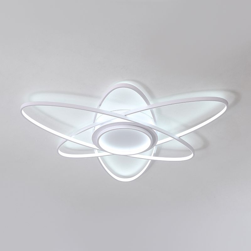 Contemporary Linear Flush Light Metal 4 Light Flush Mount Ceiling Fixture