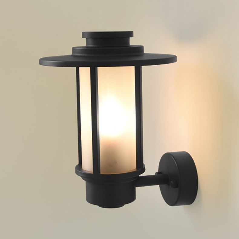 Retro Frosted Glass Shade Wall Light Geometric 1 Light Wall Sconce for Outdoors