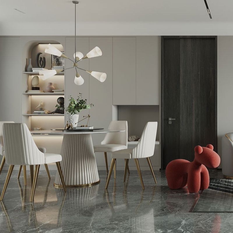 Glam Home Convertible Dining Table Sintered Stone Round Pedestal Table