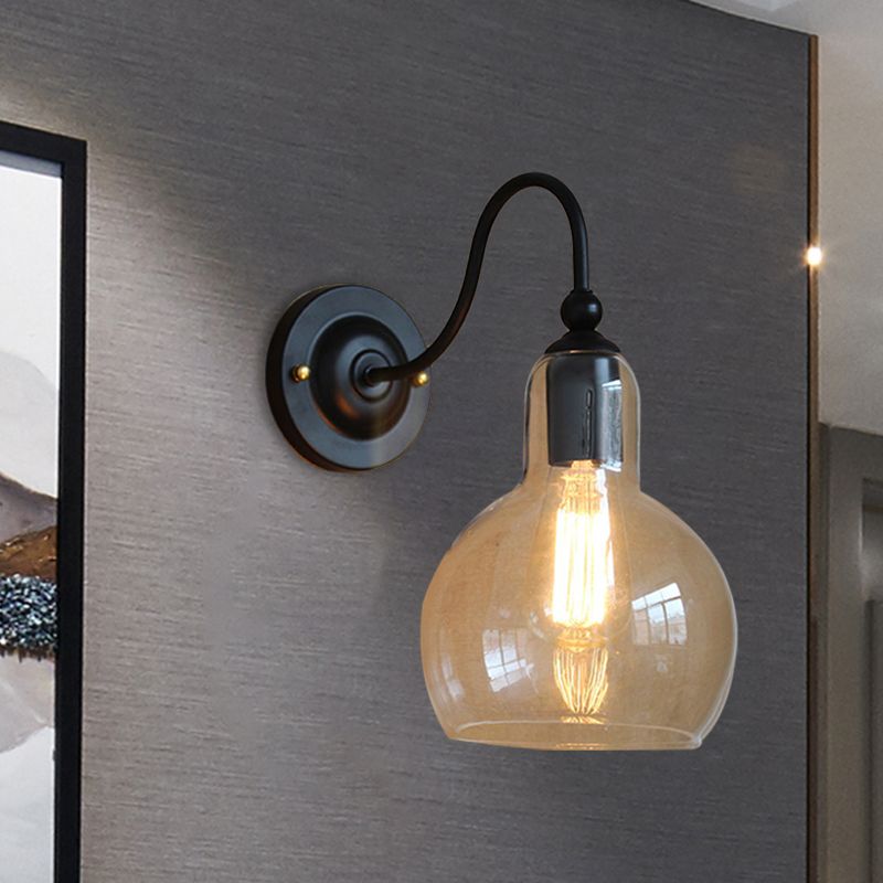 1 luce in vetro limpido di vetro luce industriale Black Bubble tonalità da soggio