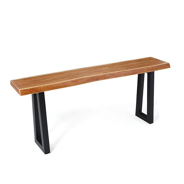 Wood Top Bar Table Rectangle Dining Table with Metal Base for Kitchen