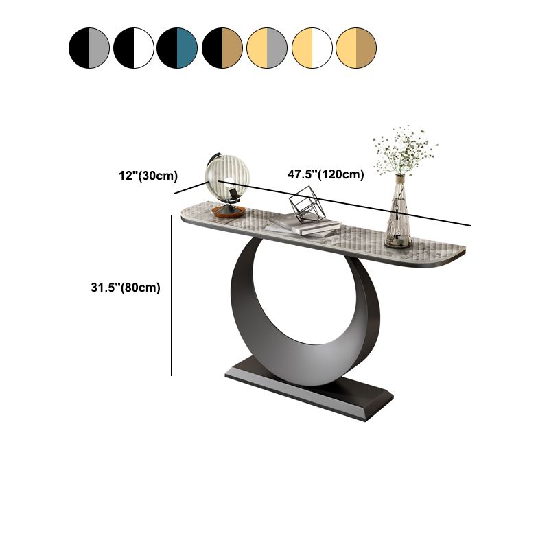 Scratch Resistant Glam Marble/metal Half Moon Abstract Console Table