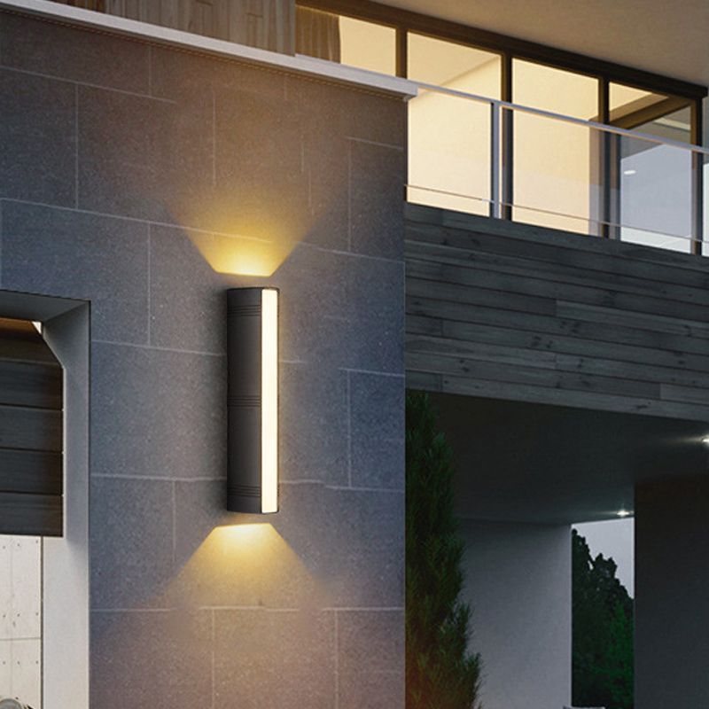 Nordic Aluminum Wall Light Waterproof Cuboid Wall Washer in Black for Outdoors
