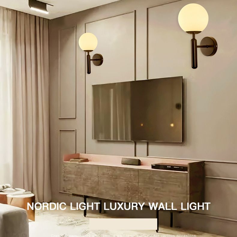 Globe Bedroom Wall Mounted Lighting Glass Modern Style Wall Mounted Light Fixture