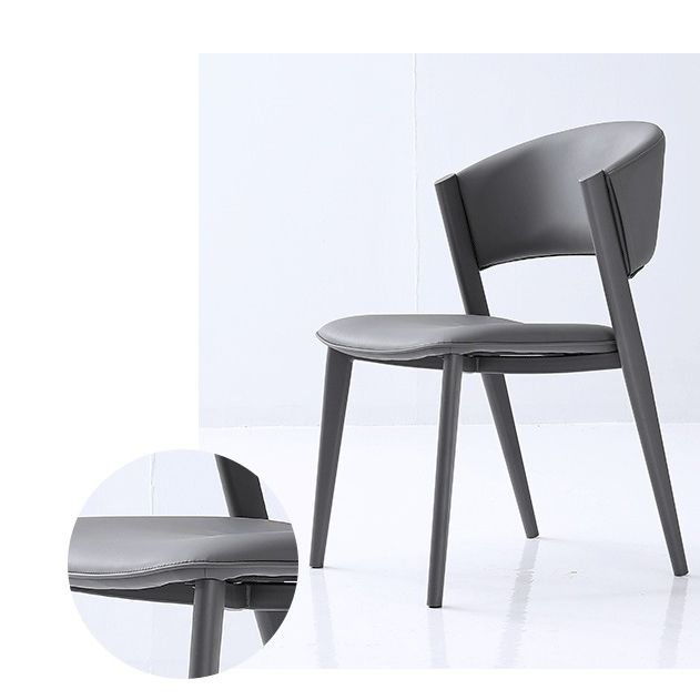 Contemporary Gray Dining Accent Chair Faux Leather Dining Side Chair