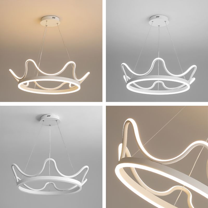 Contemporary Crown Shape Pendant Chandeliers Metal 2 Light Pendant Lighting in White