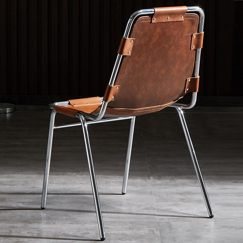 Contemporary Kitchen Dining Chairs Faux Leather Side Chairs with Silver Legs