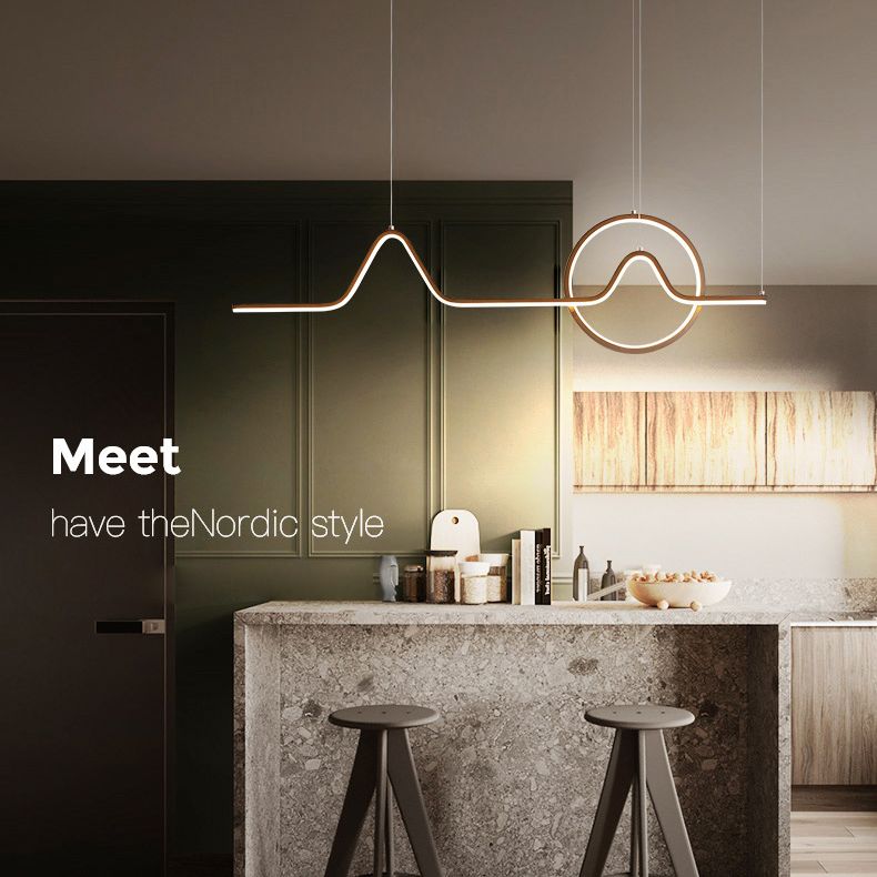 Curl Island Pendant Lights Modern Metal Chandelier Lighting Fixtures for Restaurant