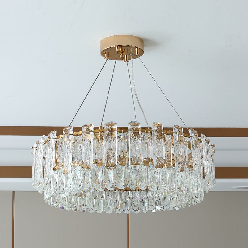 Round Shade Chandelier Lighting Modern Style Crystal Pendant Light for Dining Room
