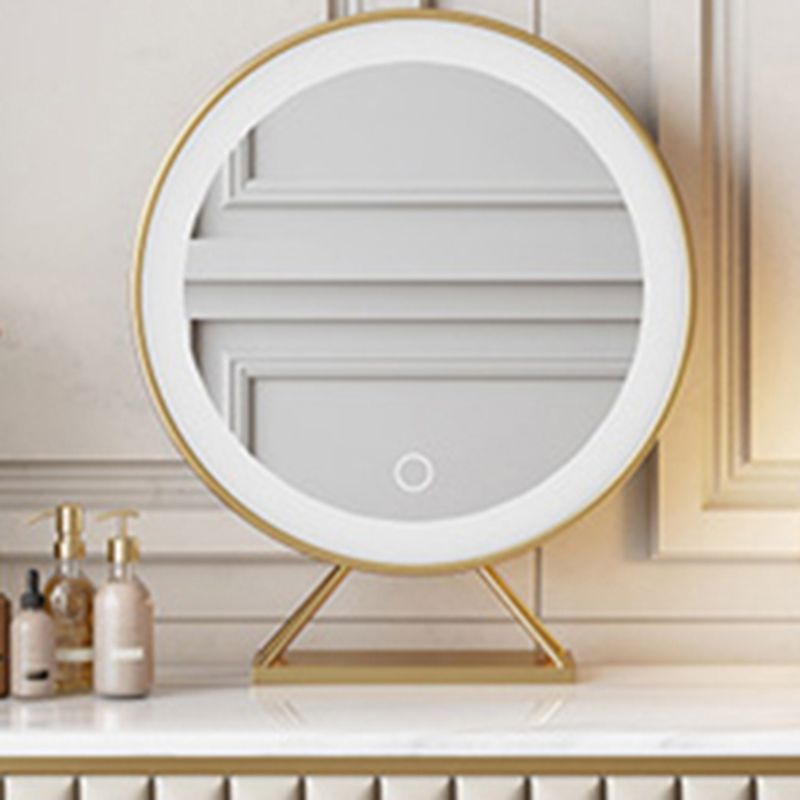 Bedroom Glam Metallic Cream Standing Vanity Dressing Table Set