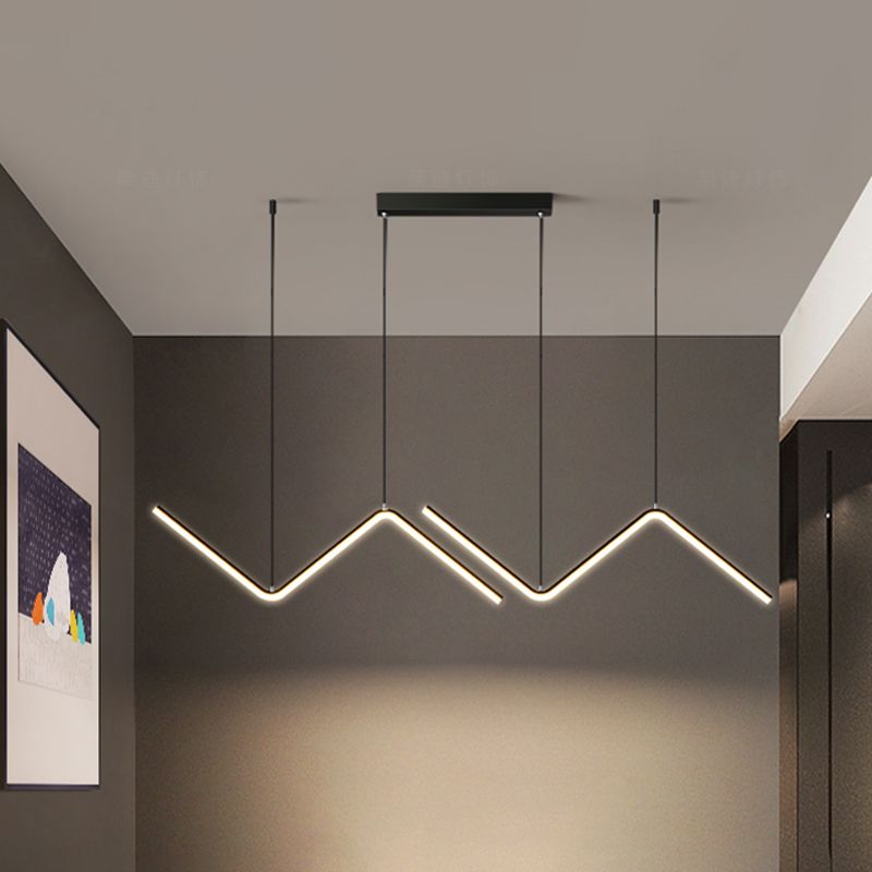 Contemporary Island Light Linear Metal 2 Light Island Lights en negro