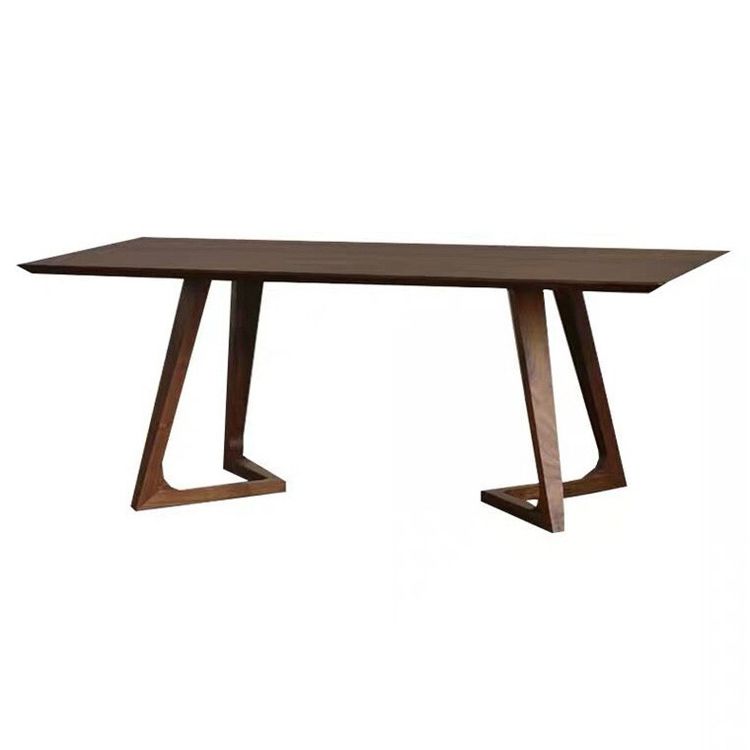 Eigentijdse rechthoek eettafel dennen vaste houten tafel met dubbel voetstuk voor eetkamer