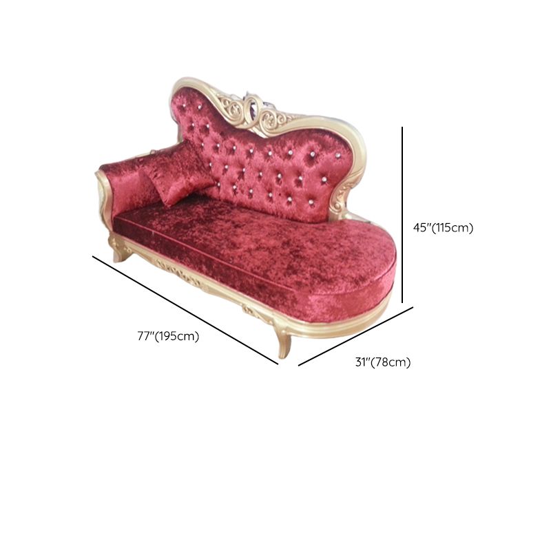Glam Upholstered Chaise Lounge Couch Rolled Arms Chaise Lounge Chair