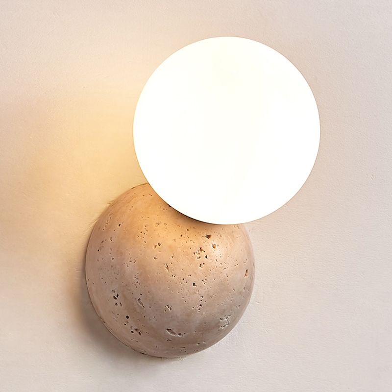 Modern Style Wall Lamp Stone Wall Mount Lamp with Glass Shade for Bedroom