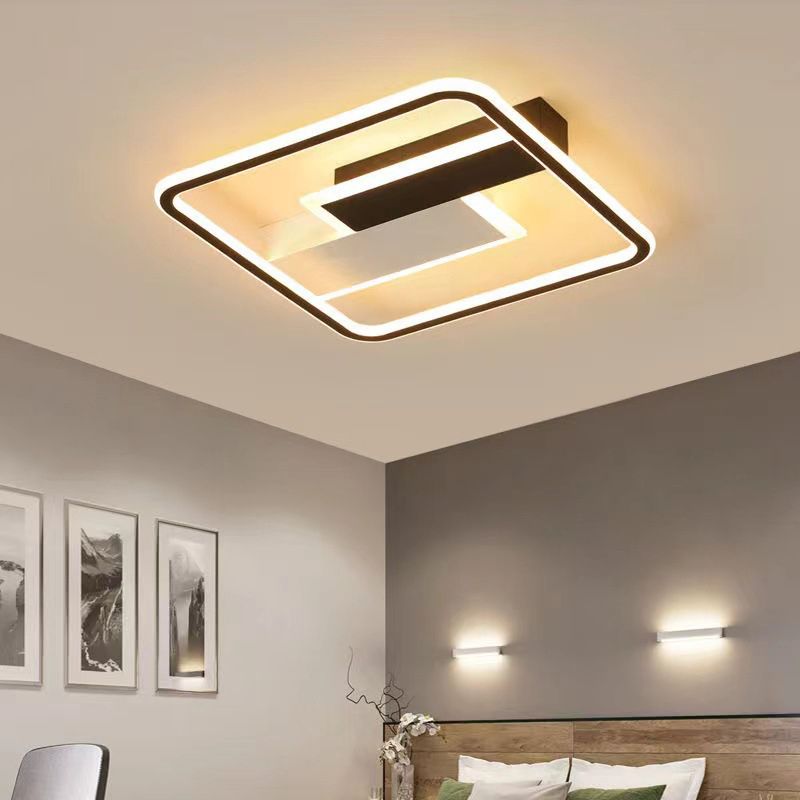 Plafonnier LED à géométrie métallique, luminaire décoratif créatif pour la maison, en noir et blanc