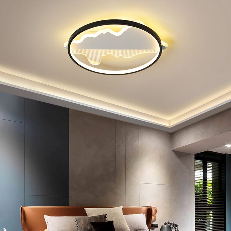 Minimalistische, schleifenförmige Deckenleuchte, moderne LED-Einbauleuchte mit schwarzem Finish für Schlafzimmer