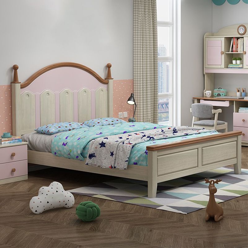 84.65-inch Wide Traditional Bed Frame Pine Wood Bed with Headboard