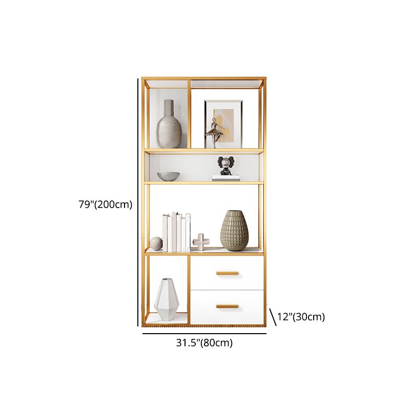 78.74"H Bookshelf Contemporary Style Bookcase with 2 Drawers for Home Office
