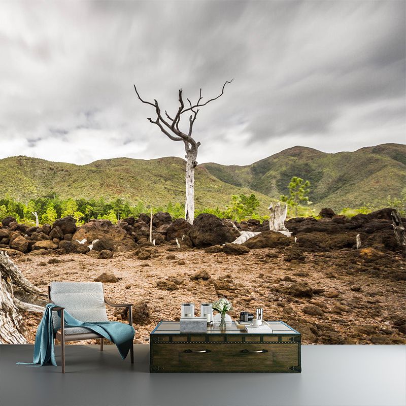 Brown Bare Ground Mural Wallpaper Moisture Resistant Nordic Living Room Wall Decor