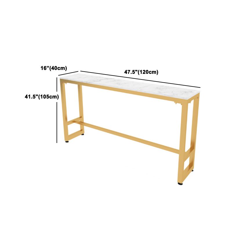 1/5/9 Pieces Glam Iron Bar Table Set Rectangle White Faux Marble Bistro Set with Footrest