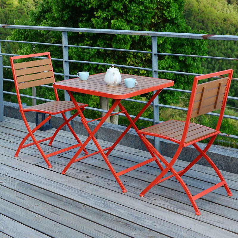 Modern Style 1/3 Pieces Metal Dining Set Reclaimed Wood Table Set for Outdoor