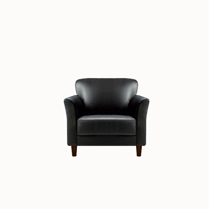 Modern 4 Wood Legs Standard Sofa Faux Leather Flared Arm Sofa