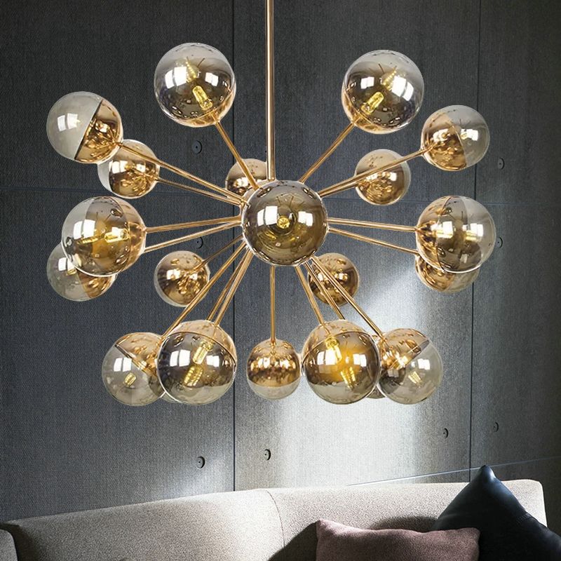 Semi-encastré Globe pour salle à manger, verre blanc/transparent/gris fumée, 9/12/15 lumières, luminaire semi-encastré contemporain en cuivre/chrome/or