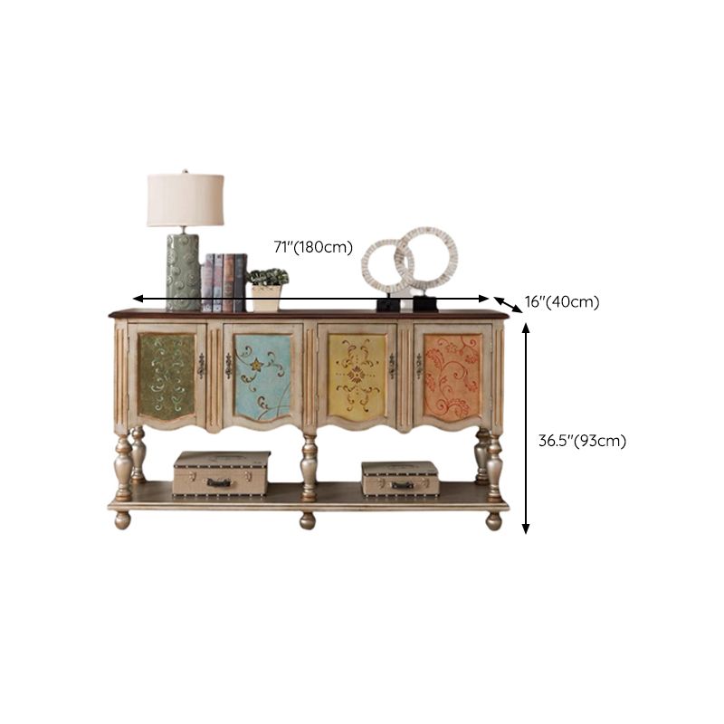 French Country Rectangle Console Table Rubber Wood Console Accent Table for Hall