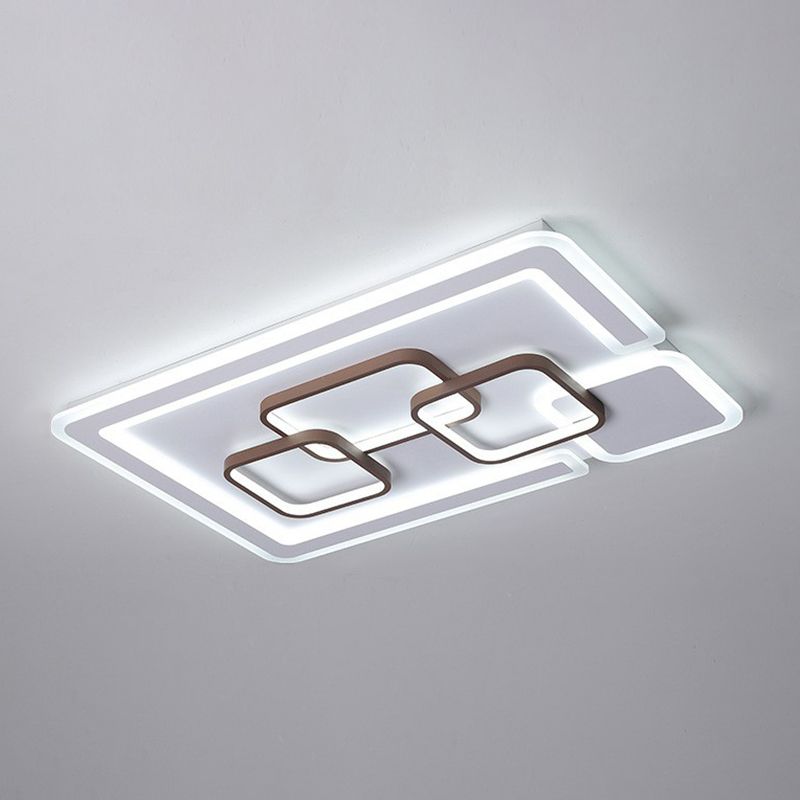 Nordic Geometrical LED Flush Mount Acrylic Living Room Flushmount Ceiling Light in Coffee