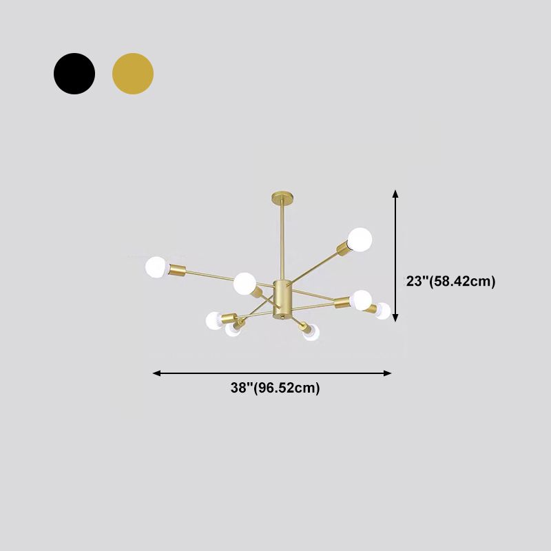 Modern Metal Bare Bulb Chandelier Light Fixtures Cafe Restaurant Hanging Chandelier