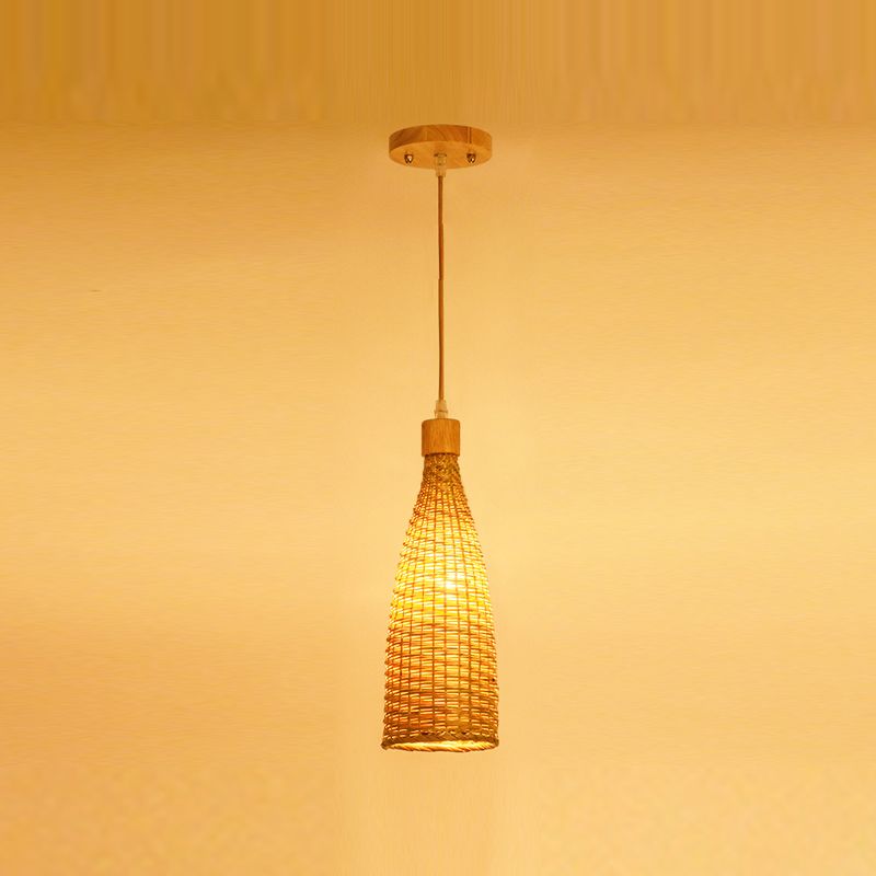 Bamboo Hanging Light Household Pendent Lighting Fixture for Sitting Room