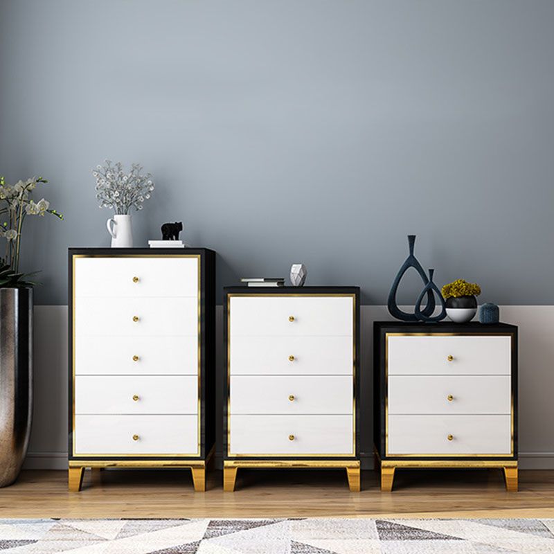 Bedroom Glam Wooden Storage Chest Vertical Chest with Drawers
