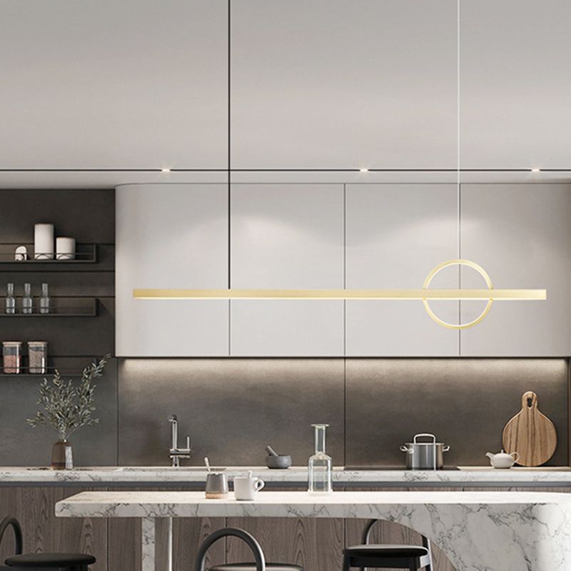Nordic LED Island Lighting Fixture Minimalist Metallic Pendant Light for Dining Room