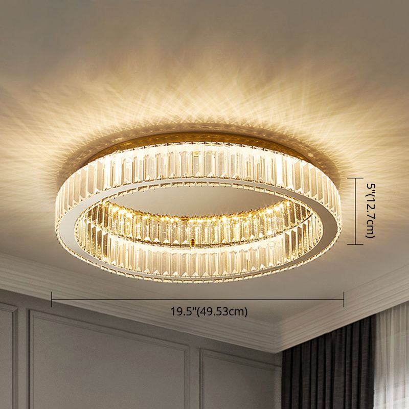 Circle Flush Mount Ceiling Light Fixtures Modern Crystal Ceiling Mount Chandelier for Living Room