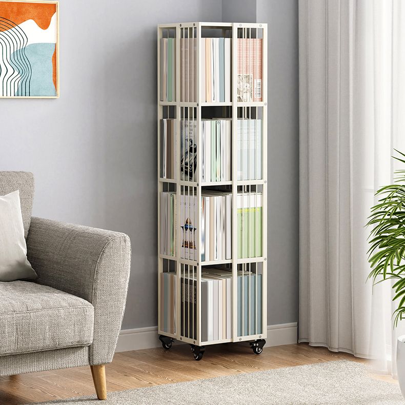 Modern Metal Bookshelf Pure White Standard Open Shelf Vertical Bookcase