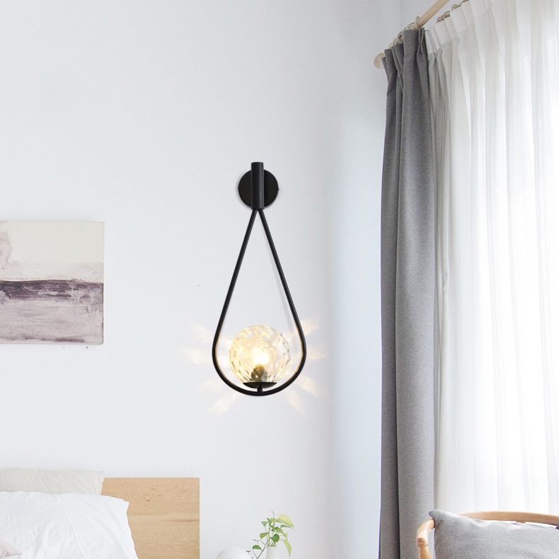 Glass Sphere Wall Sconce Modern Minimalism 1 Light Living Room Suspender Wall Lighting