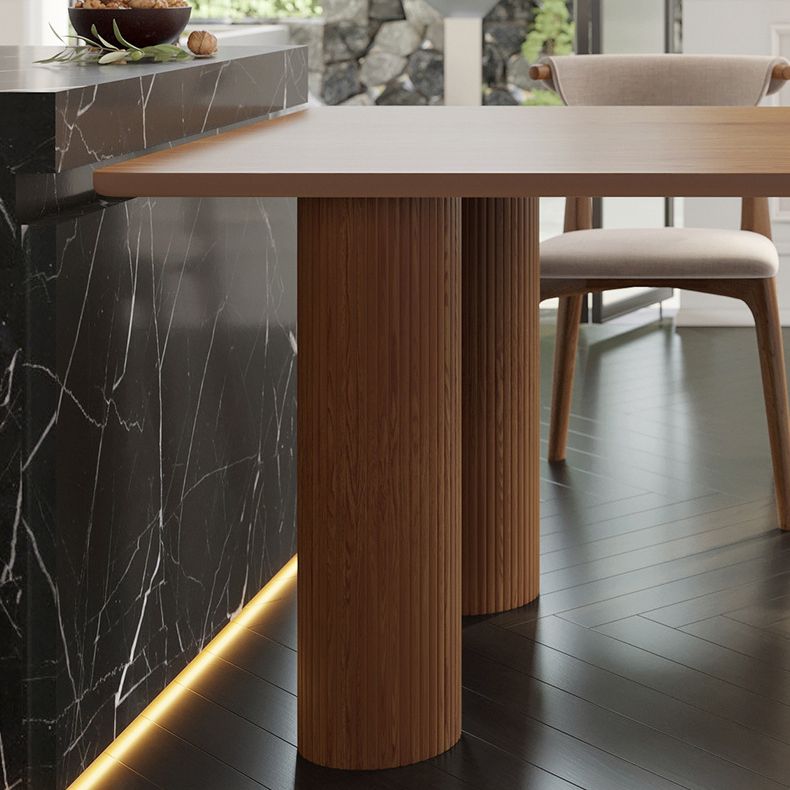 Modern Pine Wood Dining Table 3 Wooden Legs Table for Dining Room