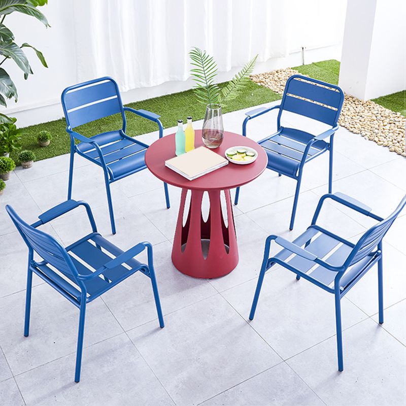 Industrial Patio Dining Chair Metal With Arm Aluminum Outdoor Bistro Chairs