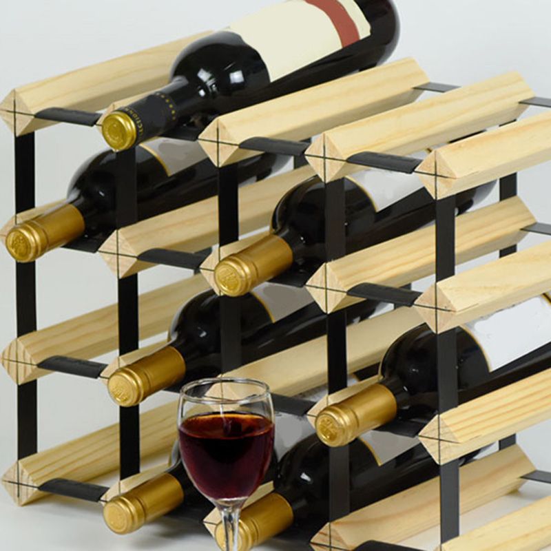 Pine Countertop Wine Bottle Holder Modern Bottle Holder in Natural Wood