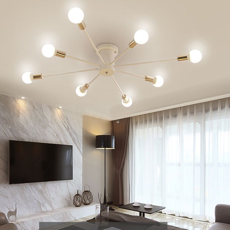 Lampada da soffitto Sputnik a semi-incasso a lampadina nuda in stile industriale creativo, apparecchio da soffitto in ferro laccato