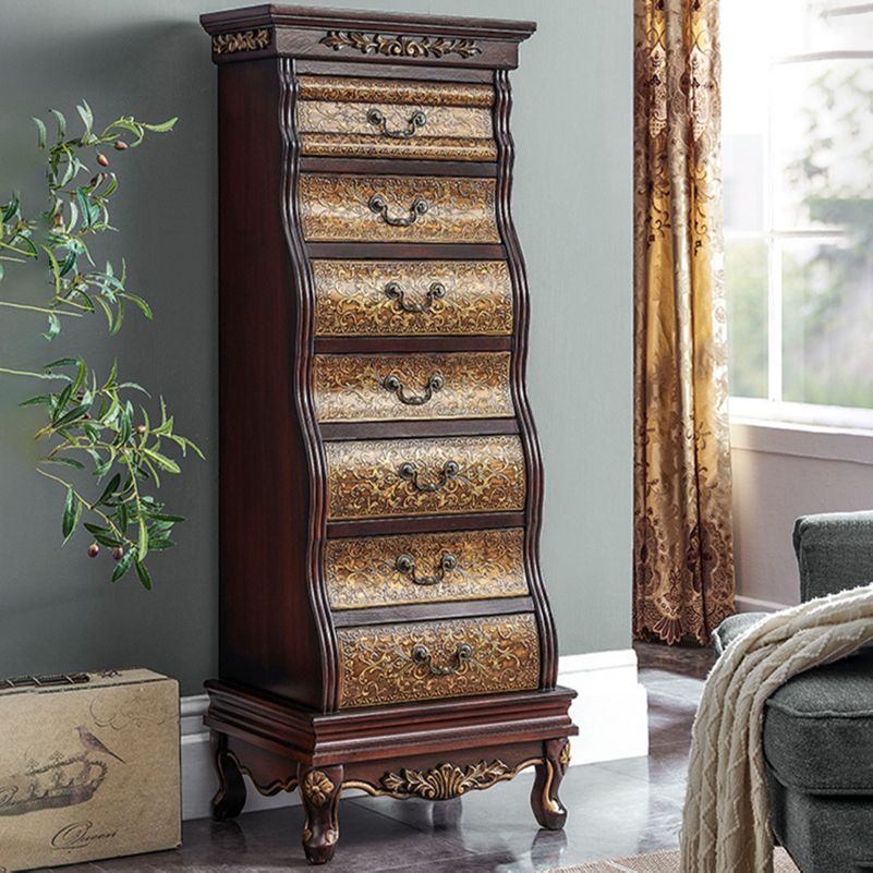 Traditional Birch Lingerie Chest Vertical Storage Chest Dresser for Home