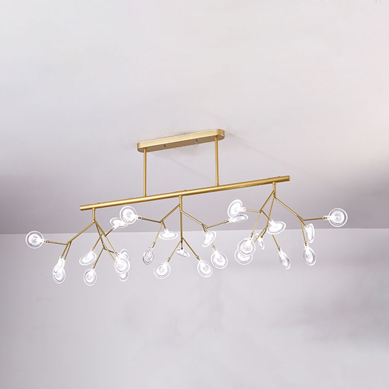 Metal Linear Island Light Fixture Modernist LED Pendant Lamp with Branching Design