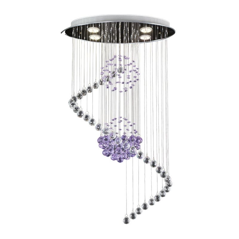 A soffitto contorto a sospensione moderna orbs a cristallo elegante elum la luce multipla